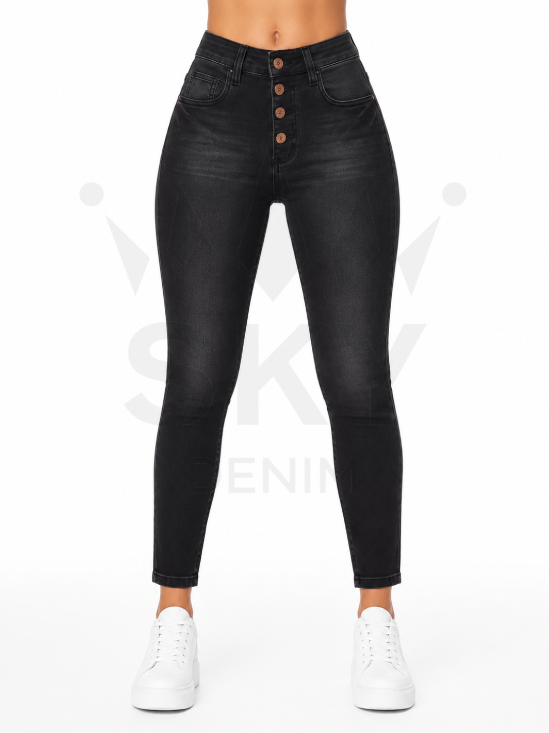 SKINNY NEGRO CLASICO BOTONES